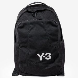 Y-3 Logo Embroidered Black Canvas Backpack